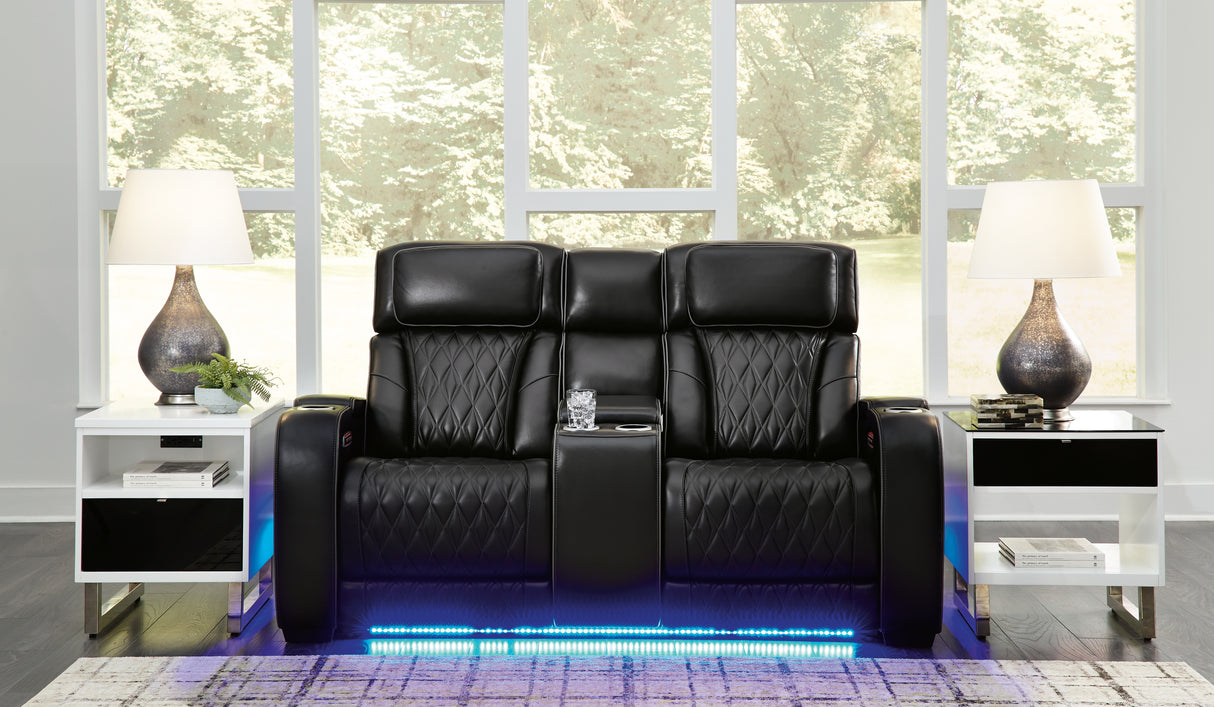 Boyington Black Power Reclining Loveseat With Console