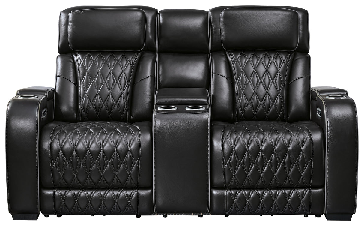 Boyington Black Power Reclining Loveseat With Console