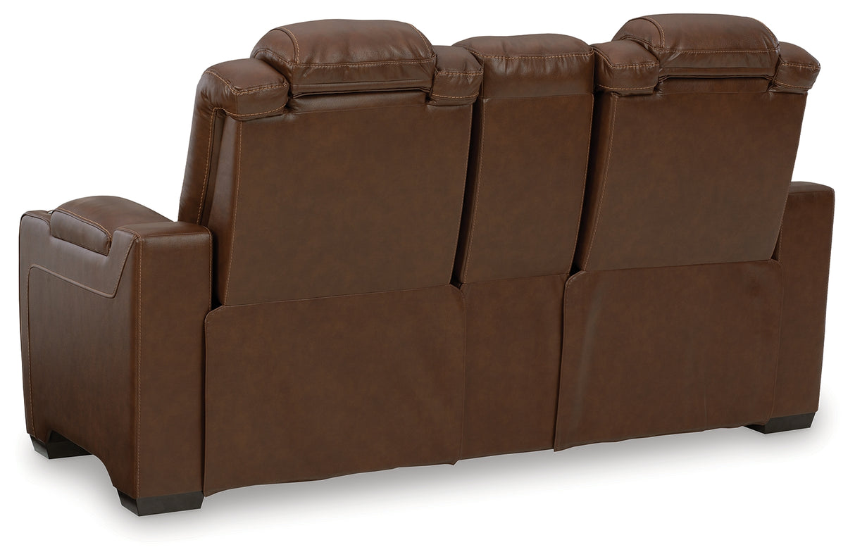 Backtrack Chocolate Power Reclining Loveseat With Console