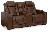 Backtrack Chocolate Power Reclining Loveseat With Console