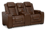 Backtrack Chocolate Power Reclining Loveseat With Console