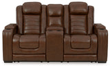 Backtrack Chocolate Power Reclining Loveseat With Console