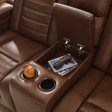 Backtrack Chocolate Power Reclining Loveseat With Console