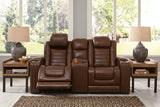 Backtrack Chocolate Power Reclining Loveseat With Console