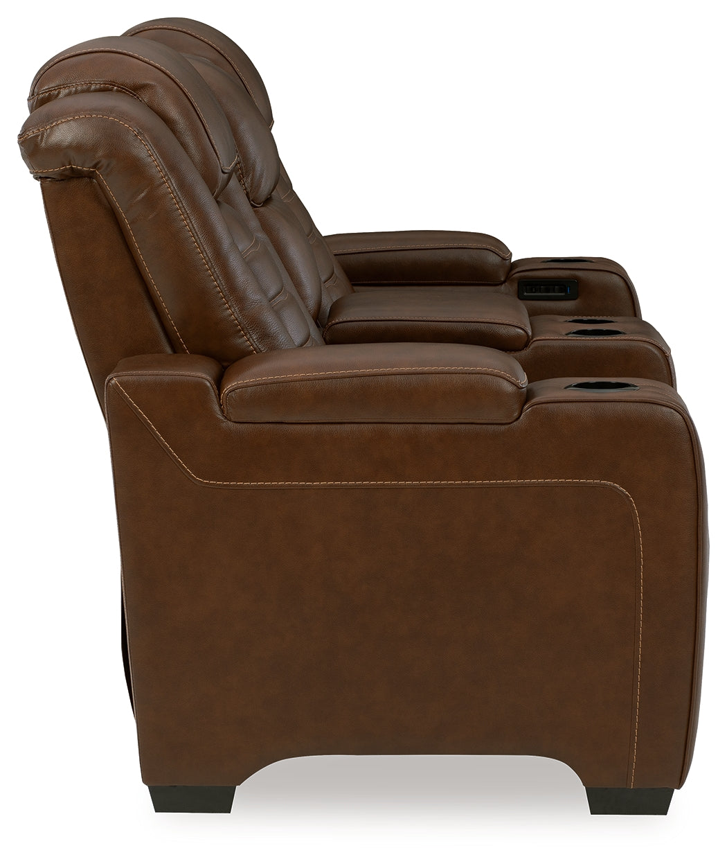 Backtrack Chocolate Power Reclining Loveseat With Console