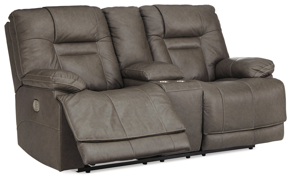 Wurstrow Smoke Power Reclining Loveseat With Console