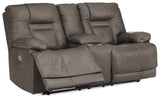 Wurstrow Smoke Power Reclining Loveseat With Console