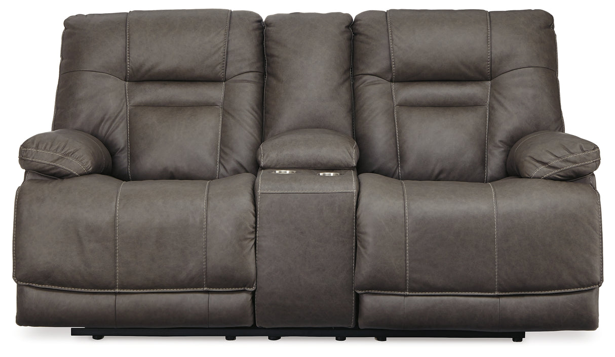 Wurstrow Smoke Power Reclining Loveseat With Console