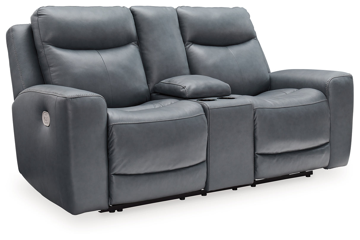 Mindanao Steel Power Reclining Loveseat With Console