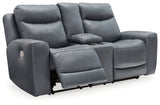 Mindanao Steel Power Reclining Loveseat With Console