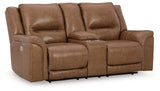 Trasimeno Caramel Power Reclining Loveseat With Console