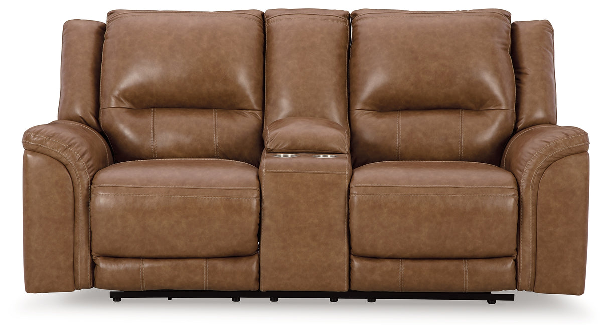 Trasimeno Caramel Power Reclining Loveseat With Console