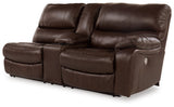 Family Dark Brown Circle Right-Arm Facing Power Reclining Loveseat With Console