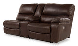 Family Dark Brown Circle Right-Arm Facing Power Reclining Loveseat With Console