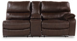 Family Dark Brown Circle Right-Arm Facing Power Reclining Loveseat With Console