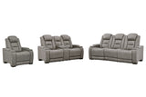 The Man-Den Power Reclining Sofa and Loveseat with Power Recliner