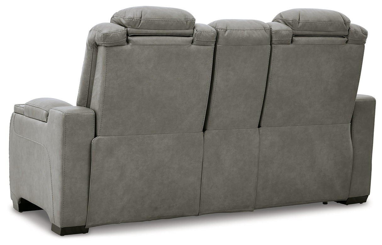 The Gray Man-Den Power Reclining Loveseat With Console