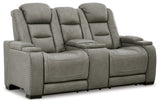 The Gray Man-Den Power Reclining Loveseat With Console