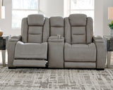 The Gray Man-Den Power Reclining Loveseat With Console