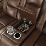 The Mahogany Man-Den Power Reclining Loveseat With Console