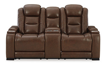 The Mahogany Man-Den Power Reclining Loveseat With Console