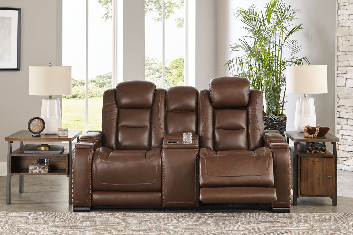 The Mahogany Man-Den Power Reclining Loveseat With Console