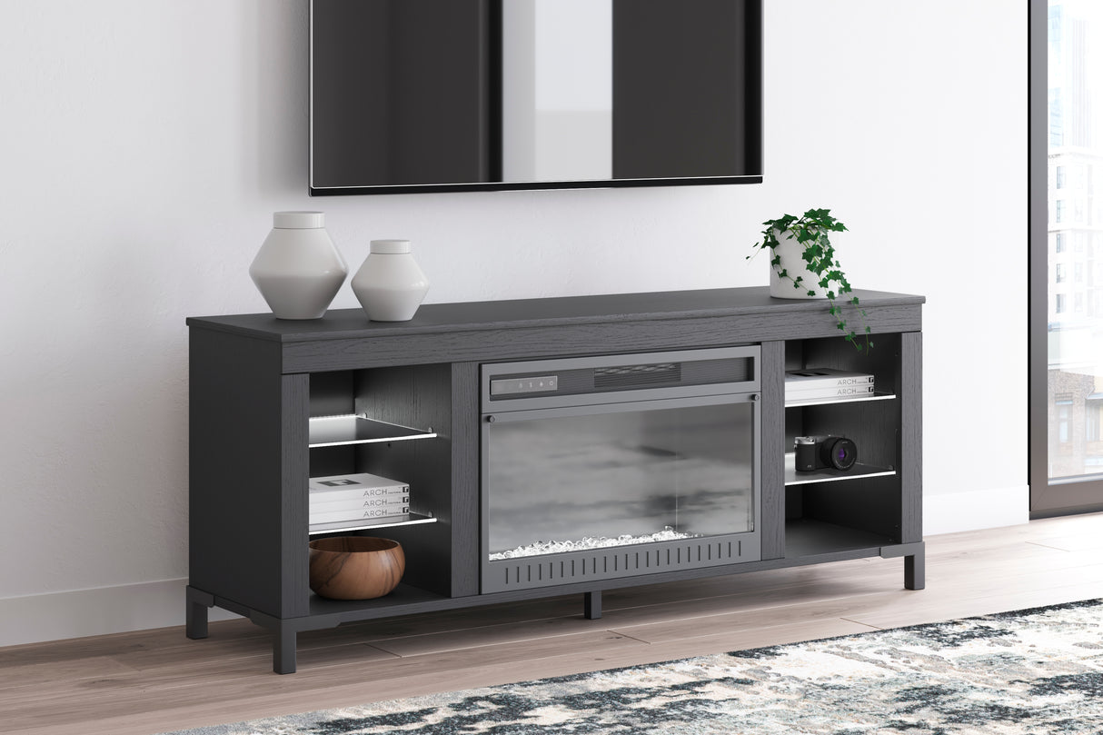 Cayberry Black 60" Tv Stand With Electric Fireplace