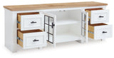 Ashbryn White/Natural 74" Tv Stand