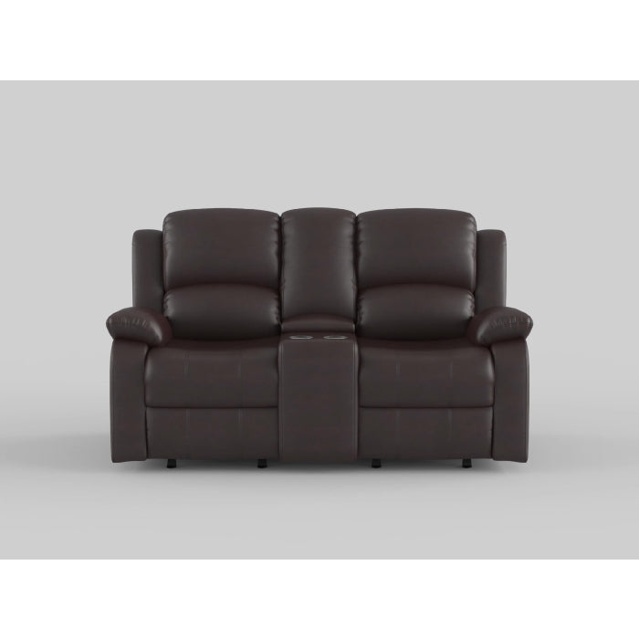 Clarkdale Brown Double Glider Reclining Love Seat With Center Console