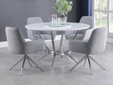 Abby White And Chrome Dining Room Set