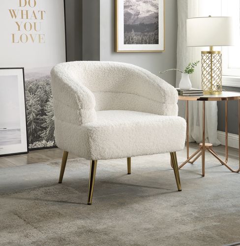 Trezona White Teddy Sherpa Accent Chair