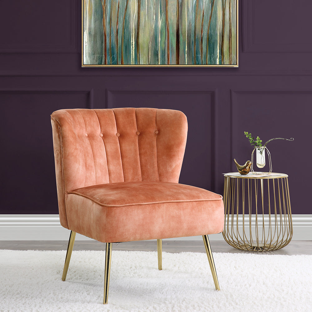 Sambell Burnt Orange Velvet Accent Chair