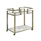 Neilo Clear Glass, Faux Marble Top & Wire Brass Finish Kitchen Cart