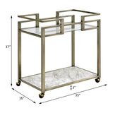 Neilo Clear Glass, Faux Marble Top & Wire Brass Finish Kitchen Cart