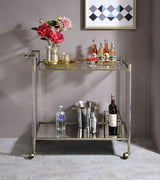 Cirro Antique Mirror & Wire Brass Finish Serving Cart