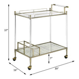 Cirro Antique Mirror & Wire Brass Finish Serving Cart