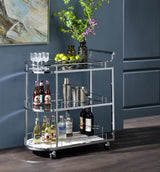 Inyo Clear Glass & Chrome Finish Serving Cart