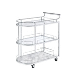 Inyo Clear Glass & Chrome Finish Serving Cart