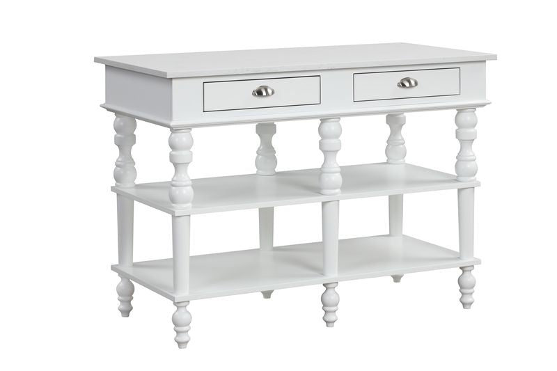 Rorratt Marble Top & White Finish Kitchen Island