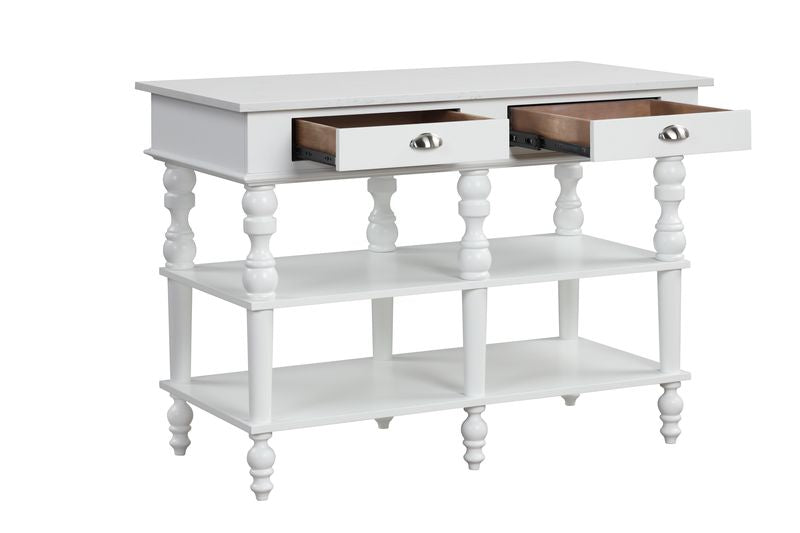 Rorratt Marble Top & White Finish Kitchen Island