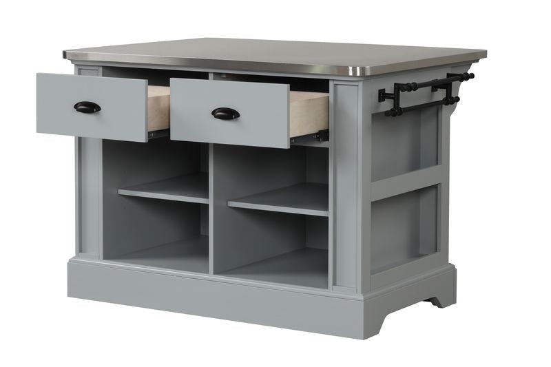 Urrur Gray Finish Kitchen Island