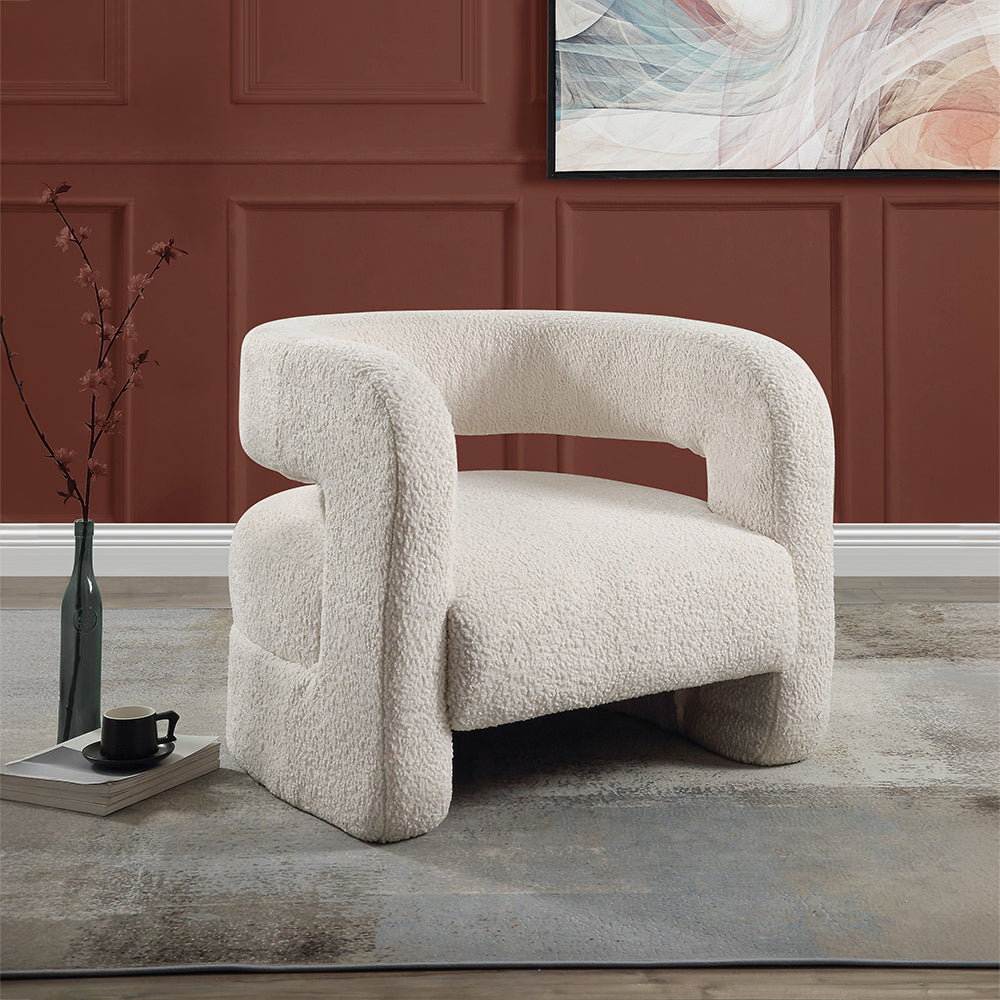 Yitua White Teddy Sherpa Accent Chair