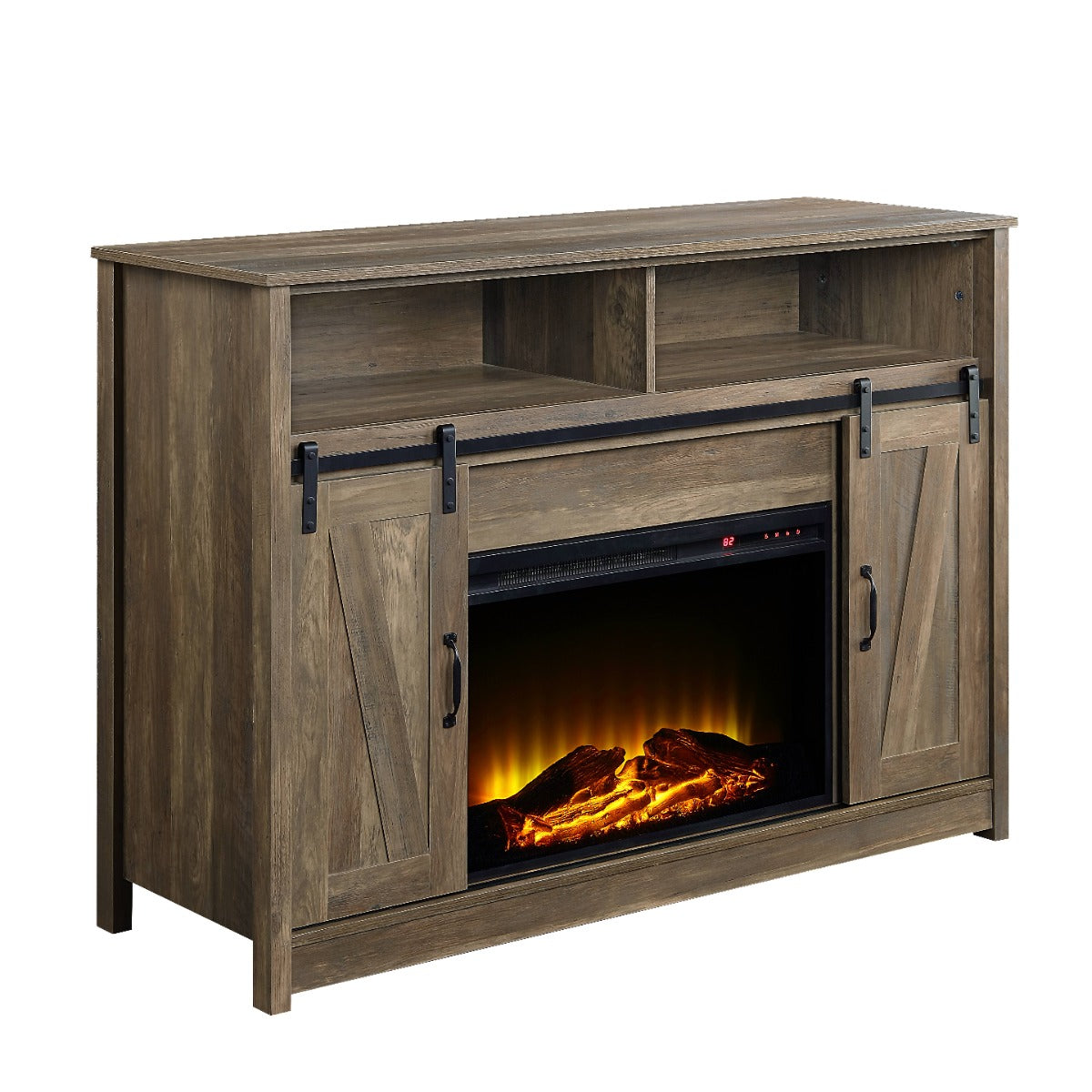 Tobias Rustic Oak Finish Fireplace