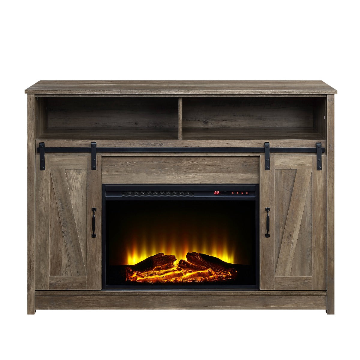 Tobias Rustic Oak Finish Fireplace