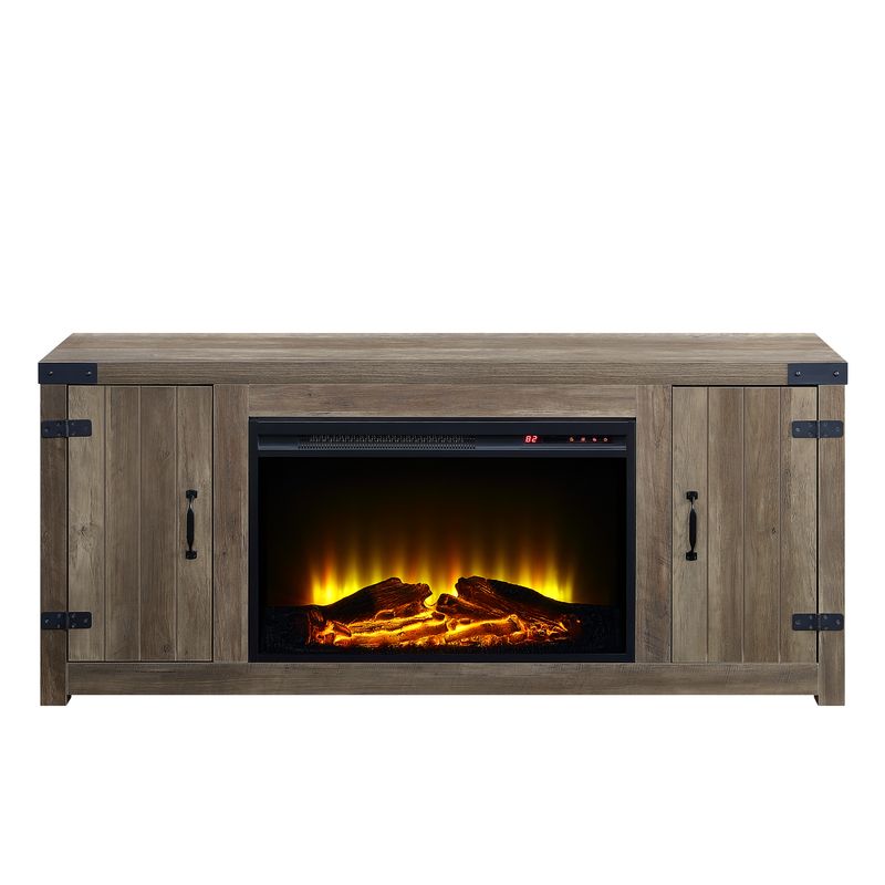 Tobias Rustic Oak Finish Fireplace