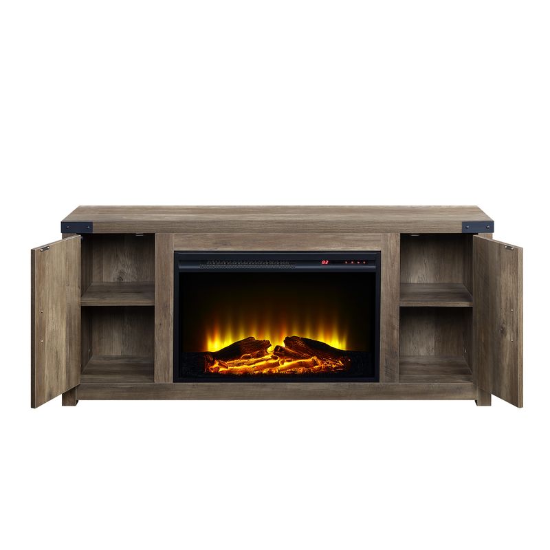 Tobias Rustic Oak Finish Fireplace