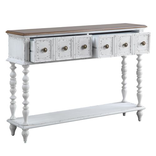 Bence Dark Charcoal & Antique White Finish Console Table