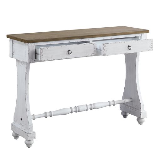 Carminda Antique White Finish Console Table