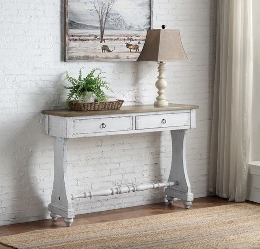 Carminda Antique White Finish Console Table