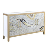 Cicero Stone Grain, White & Gold Finish Console Table